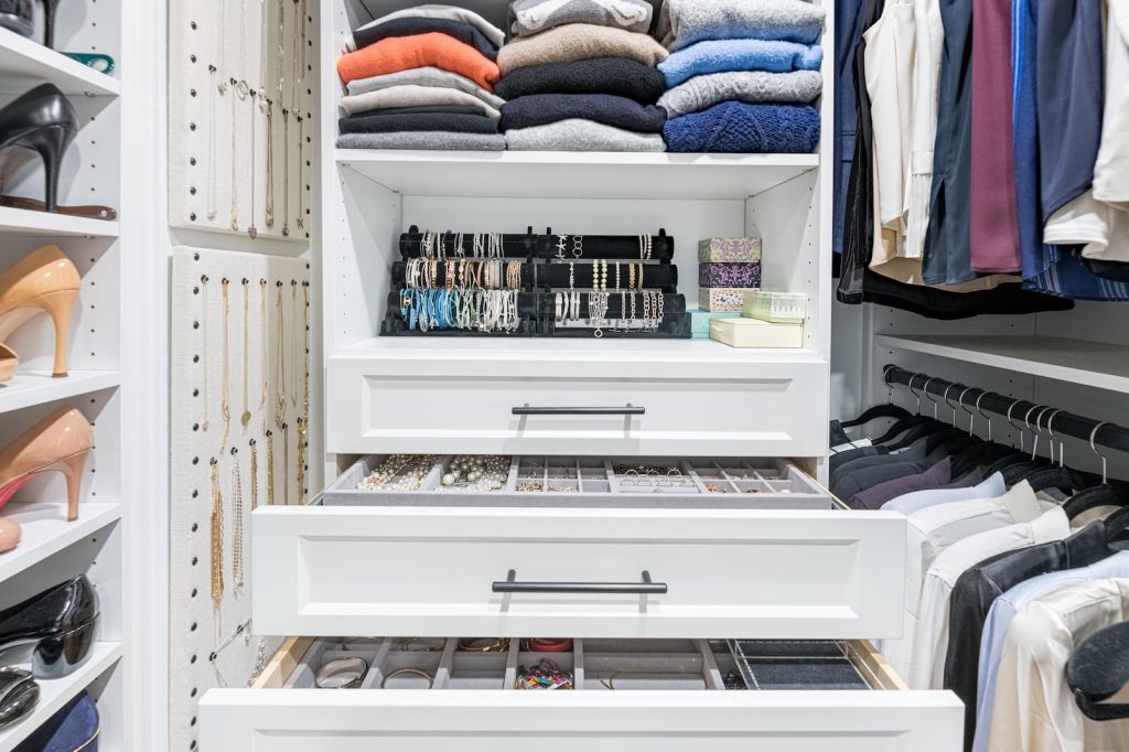 closet organizer, jewelry drawer image for accessory management.