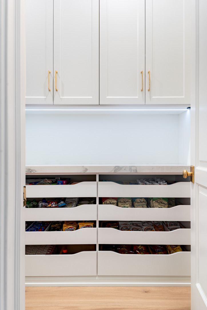 Custom closet drawers Closet design using drawer units and other custom featurs.