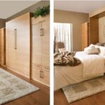Side by side picture of Murphy Bed in wall and Murphy Bed pulled out for use.