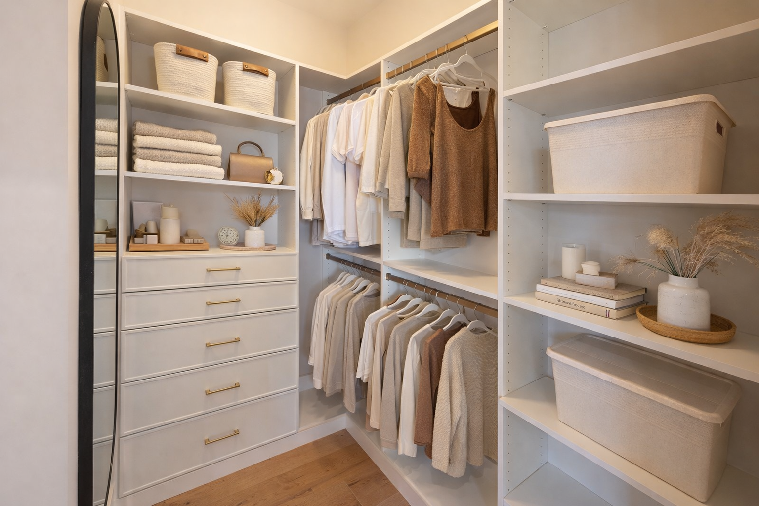 Organized elegance in a walk-in closet