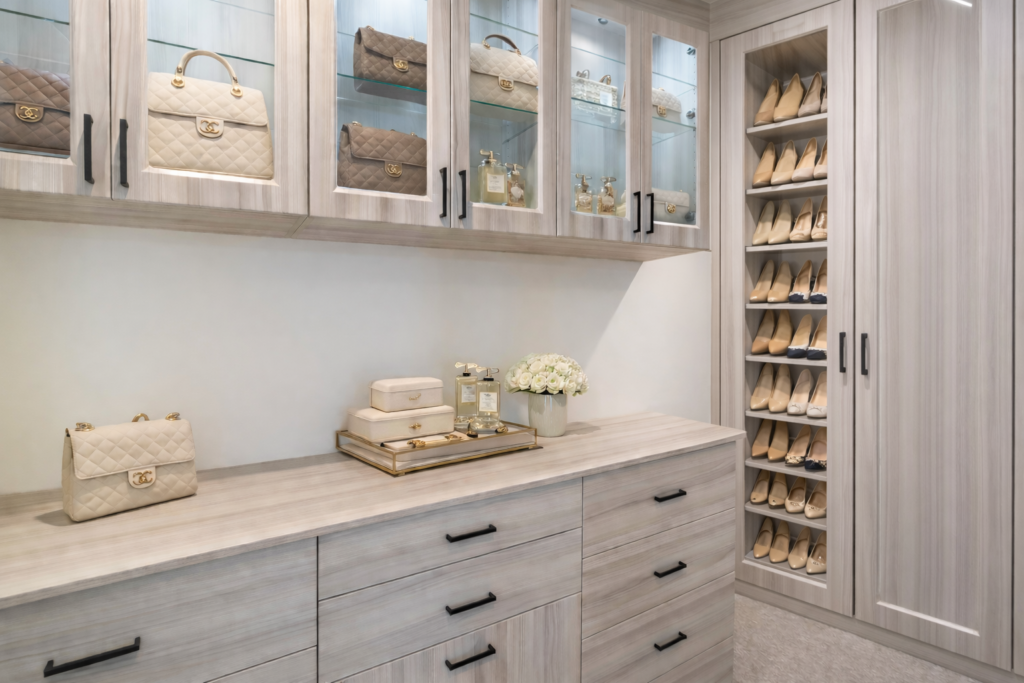 Image of a custom closet styled for professional closet design photography.