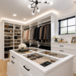 Picture of aa bedroom turned into a closet.