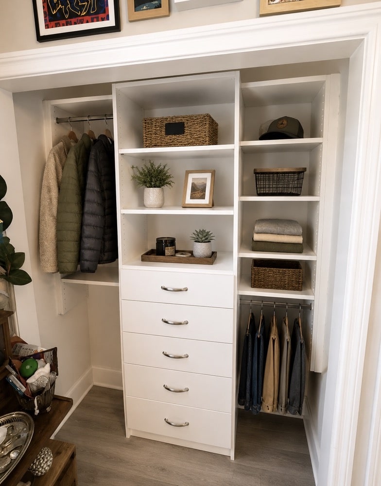 Image of an Orange County reach-in custom closet