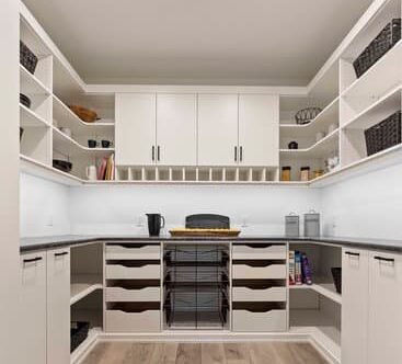 Butlers pantry with custom cabinets